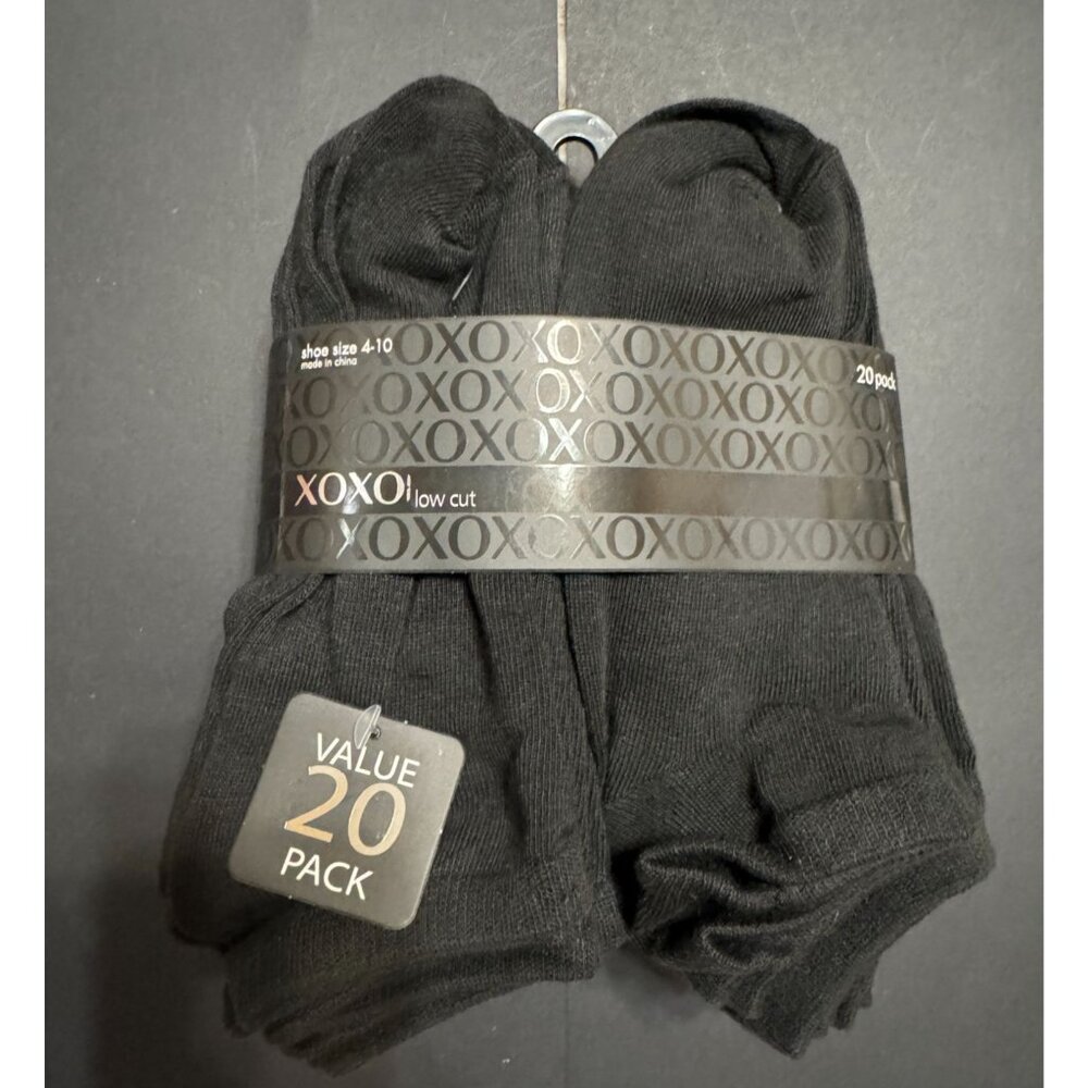 XOXO Socks Low-Cut Black Size 4-10 20-Pack NWT Woman